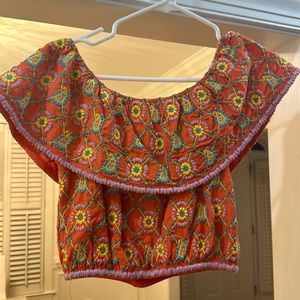 Topshop embroidered off the shoulder crop top - US size 4